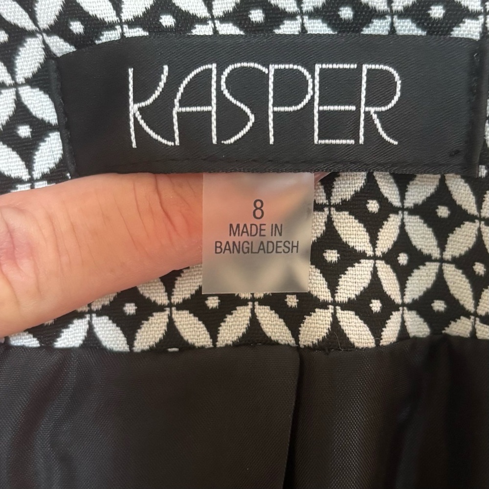Kasper Women's Black and White Blazer Size 8 Monochrome Patterned - Picture 2 of 11
